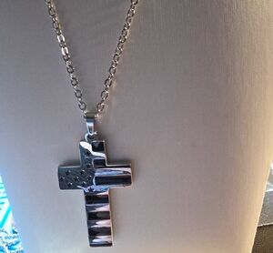 American Flag Cross Pendant Necklace - Stainless Steel